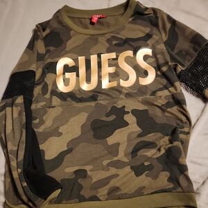 GUESS Kids Camouflage Sweatshirt - Green and Black